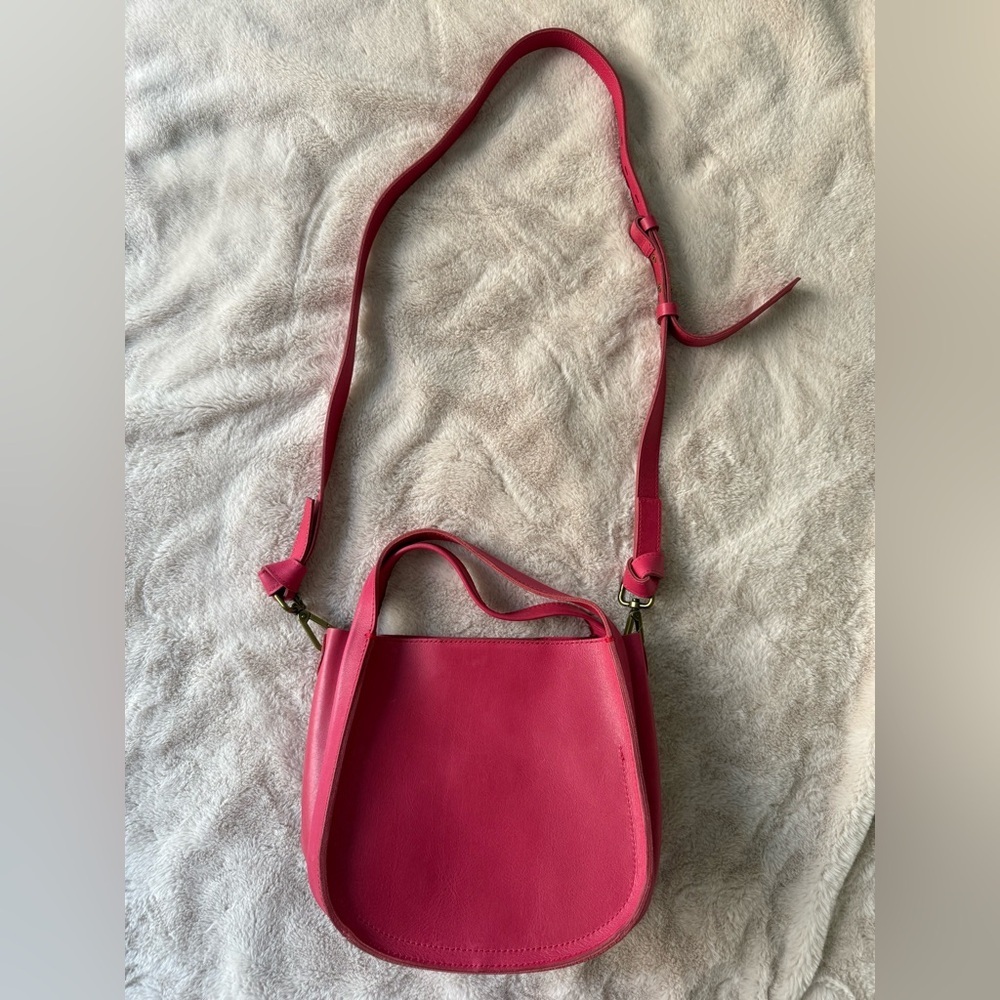 NWT Madewell The Sydney Leather Crossbody Bag Rosy Hibiscus Pink 🌺 - Picture 4 of 12